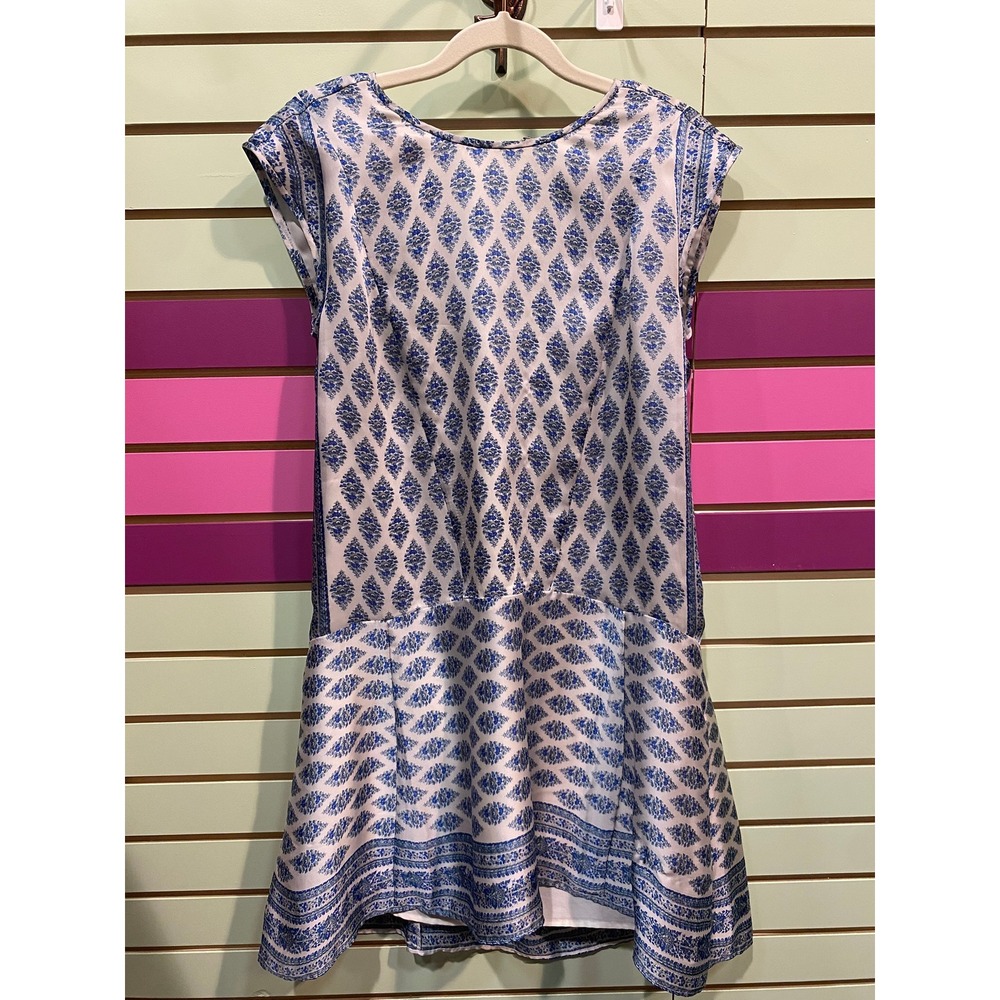 Madewell 1937 Women's Skyscape Blue Diamond Print Drop Waist Dress XS flapper